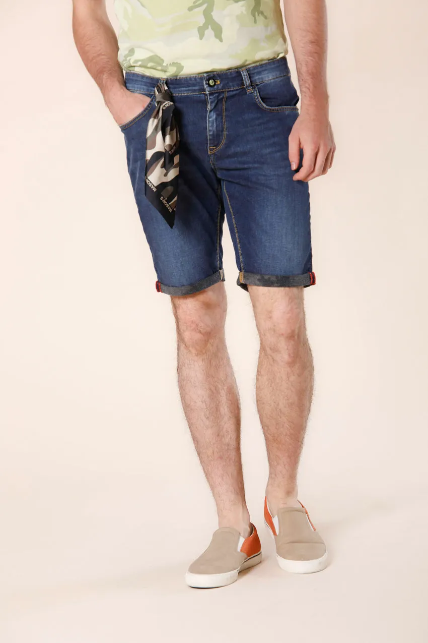 5T Harris men's bermuda in denim with camouflage details slim