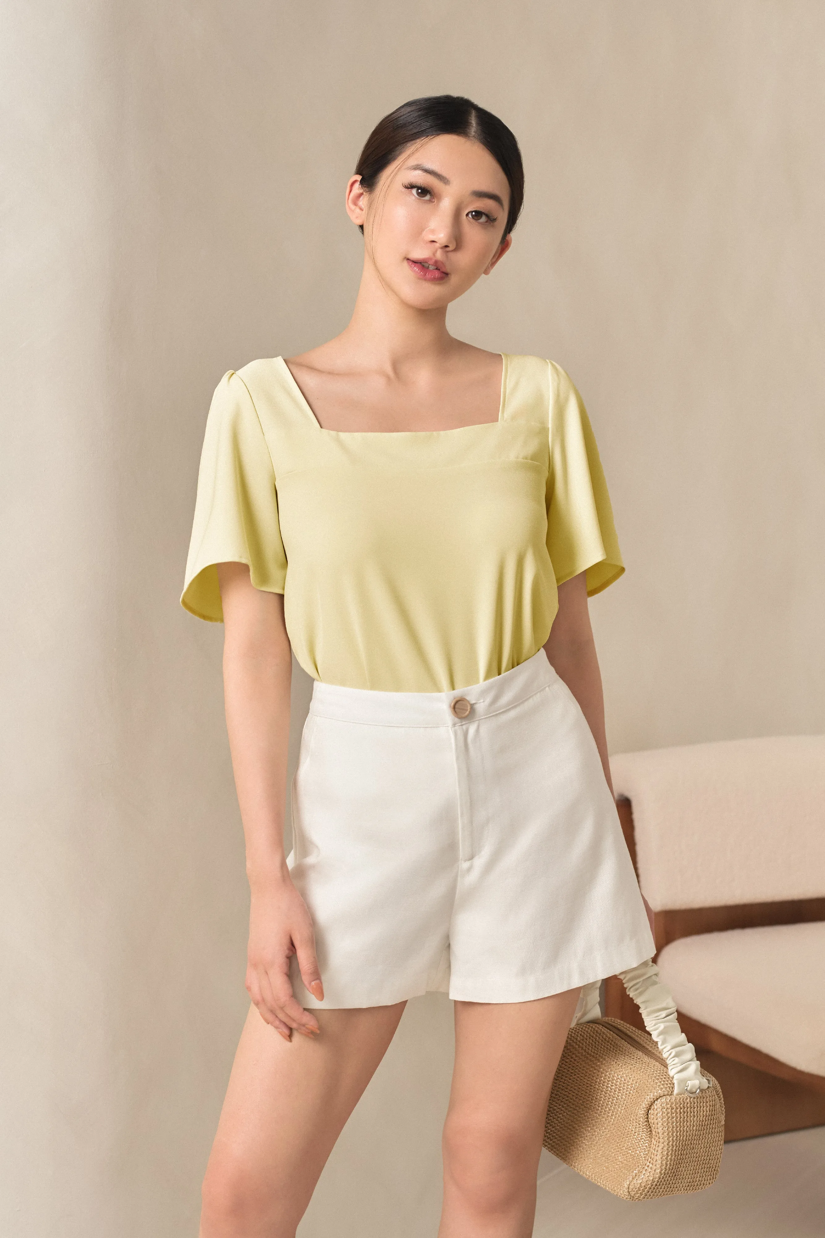 Alena Square Neck Top in Yellow