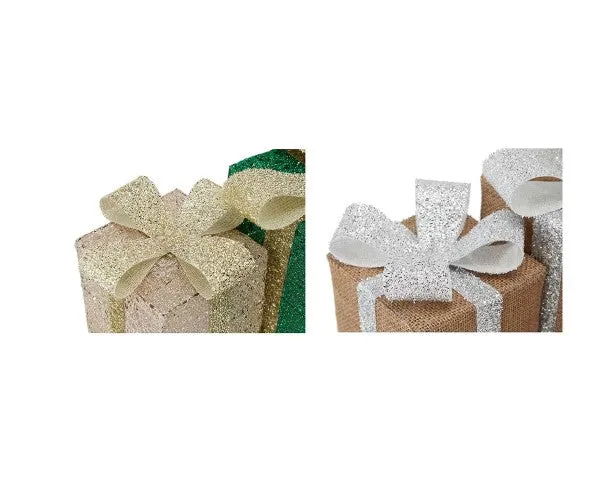 Anko 28 LED Solar Powered 3 Tinsel Wire Presents - 3 Pack/ Assorted*