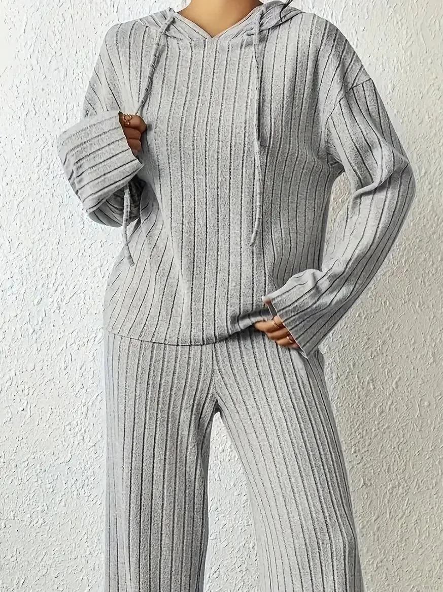 Autumn Women’s Hoodie Suit Set – Casual 2-Piece Hooded Sweatshirt and Sweatpants, Jogging Suit, Outwear Trousers Clothing Set