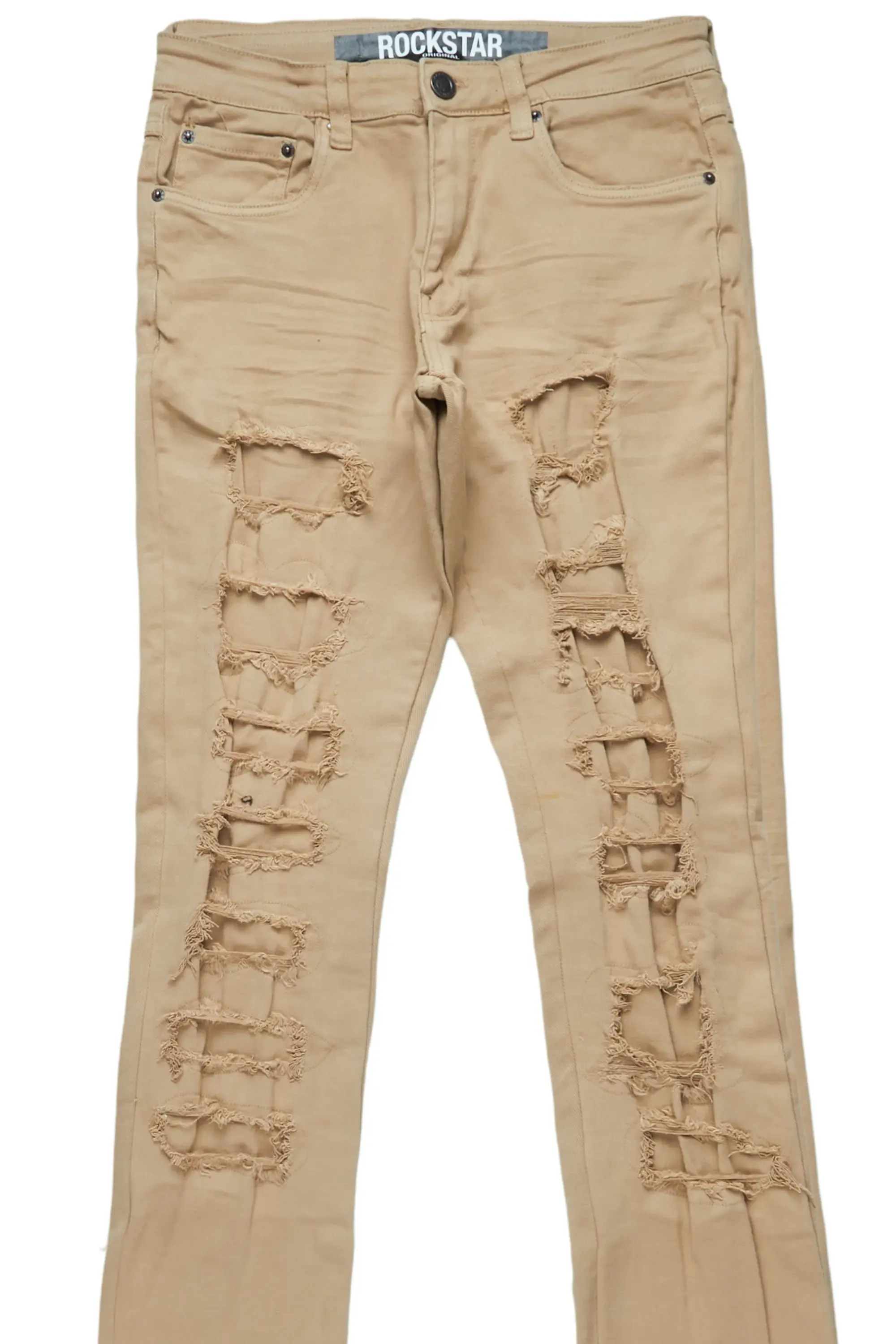 Badal Khaki Super Stacked Flare Jean