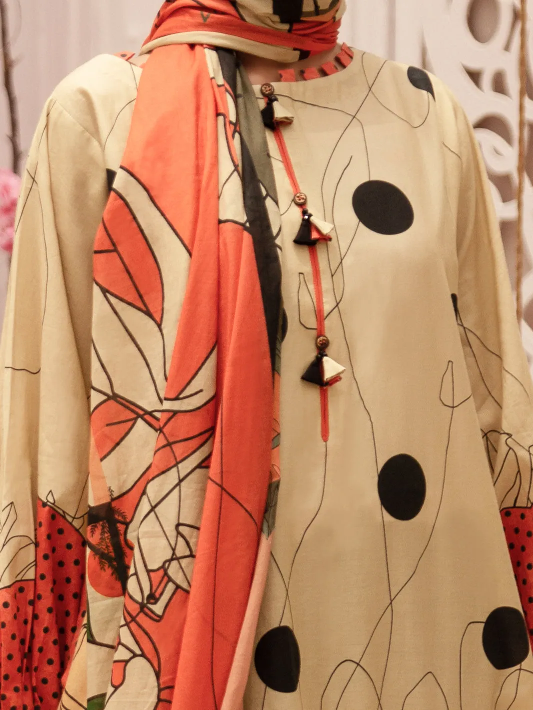 Beige Cambric 3 Piece Stitched - ALP-3PS-1182