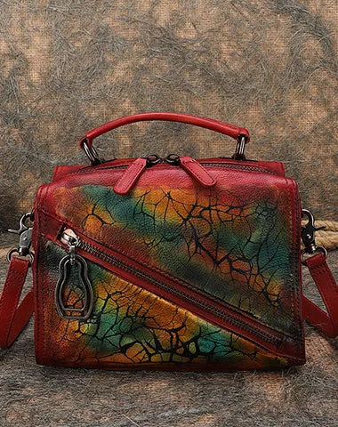 Best Coffee Leather Womens Buston Handbag Handmade Cube Handbag Crossbody Purse for Ladies