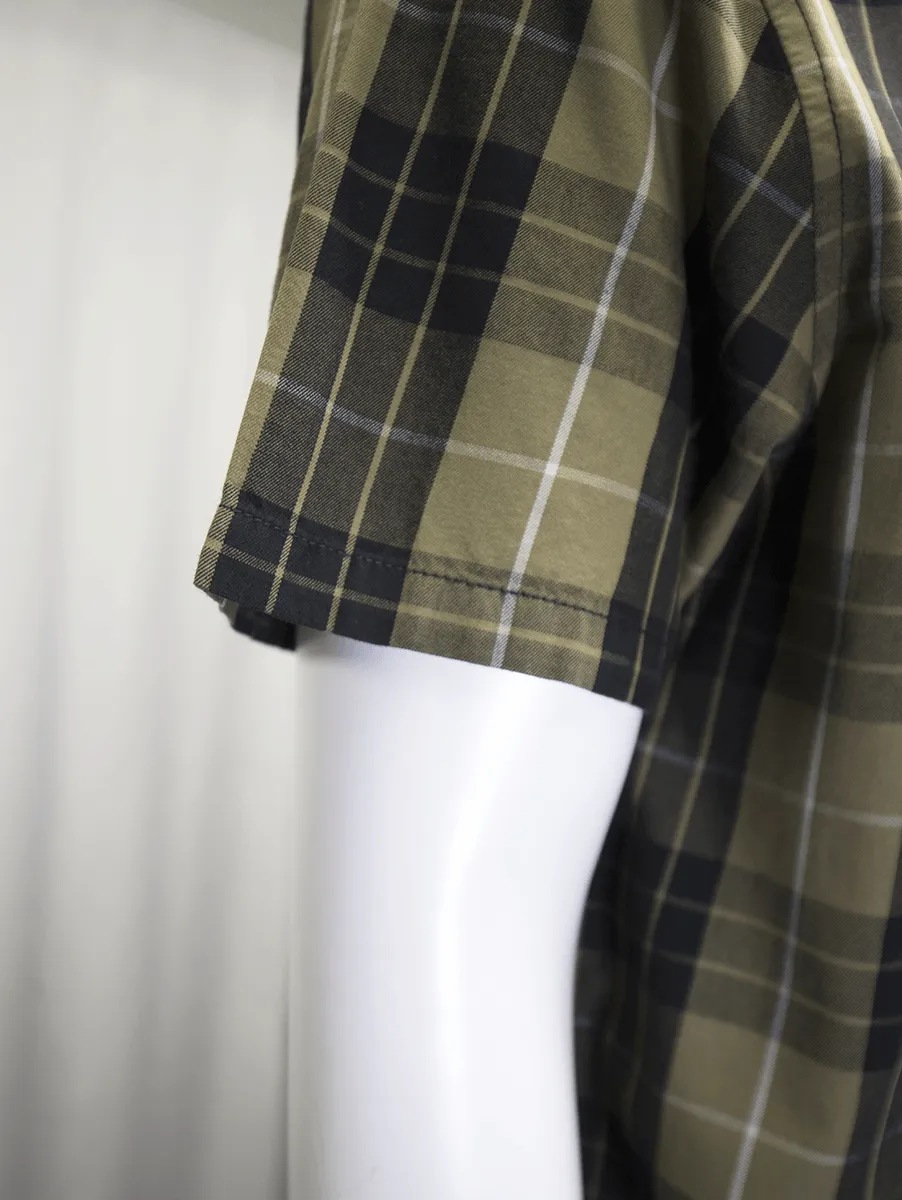 Branded  Men's Metallic Sunburst Green Plaid S/S Woven Shirt (S10)