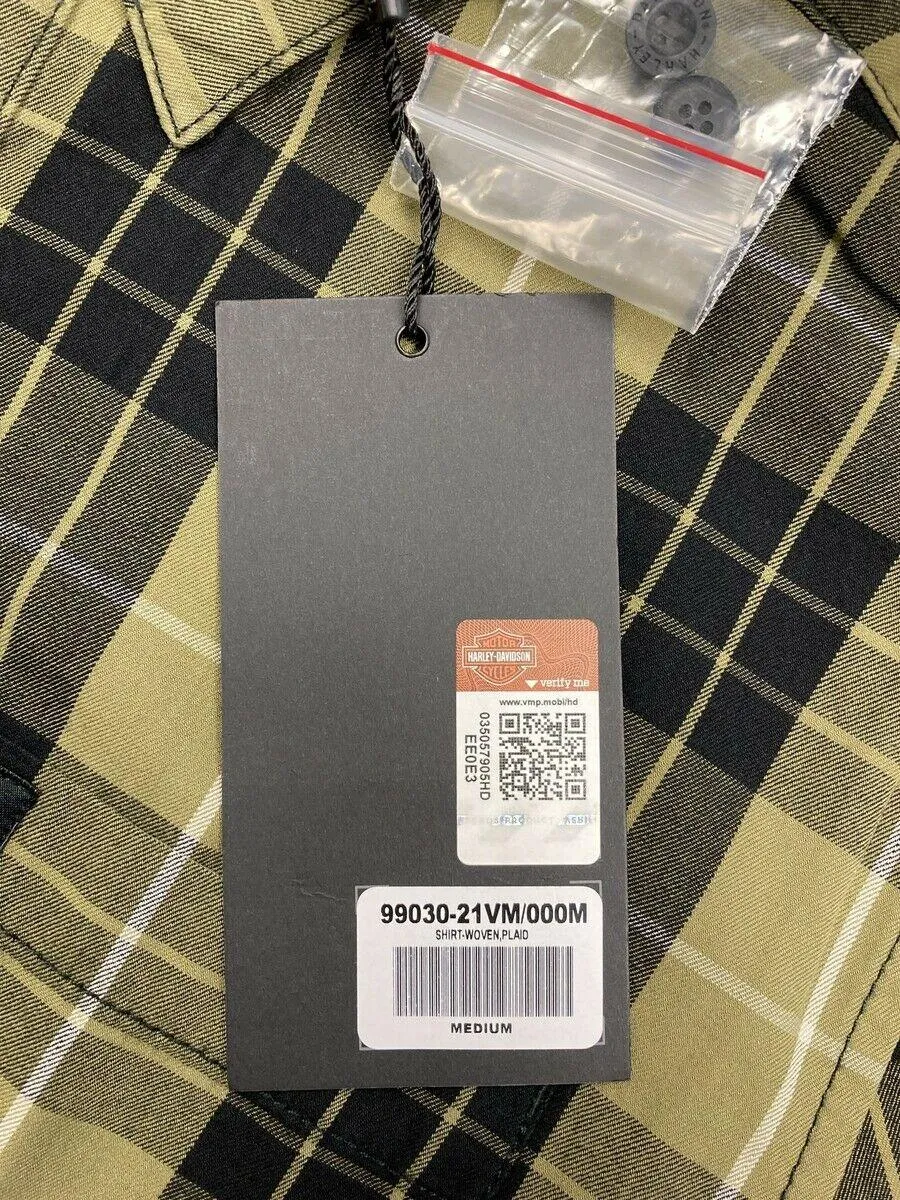 Branded  Men's Metallic Sunburst Green Plaid S/S Woven Shirt (S10)