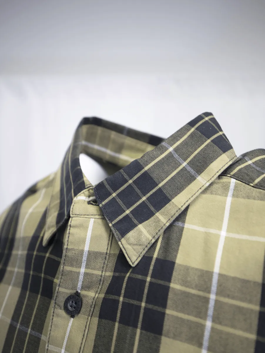 Branded  Men's Metallic Sunburst Green Plaid S/S Woven Shirt (S10)