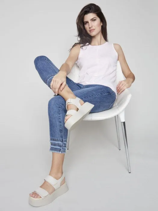 C.B 5147Z Frayed Hem Ankle Pant