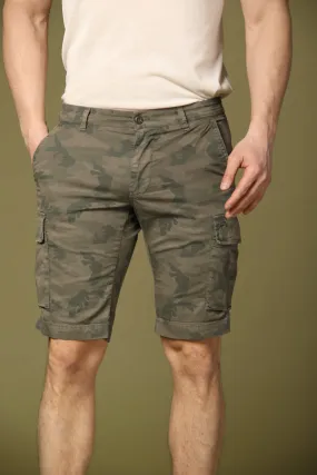 Chile bermuda cargo uomo in cotone con pattern camouflage slim ①