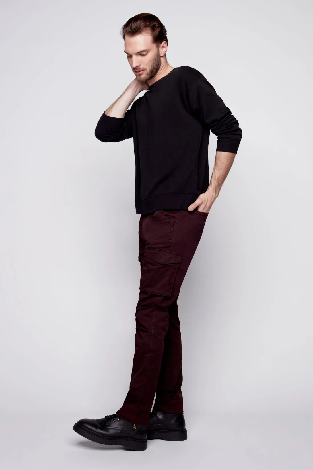 DEAN - Slim Fit Cargo Chinos (Convertible Joggers) - Wine