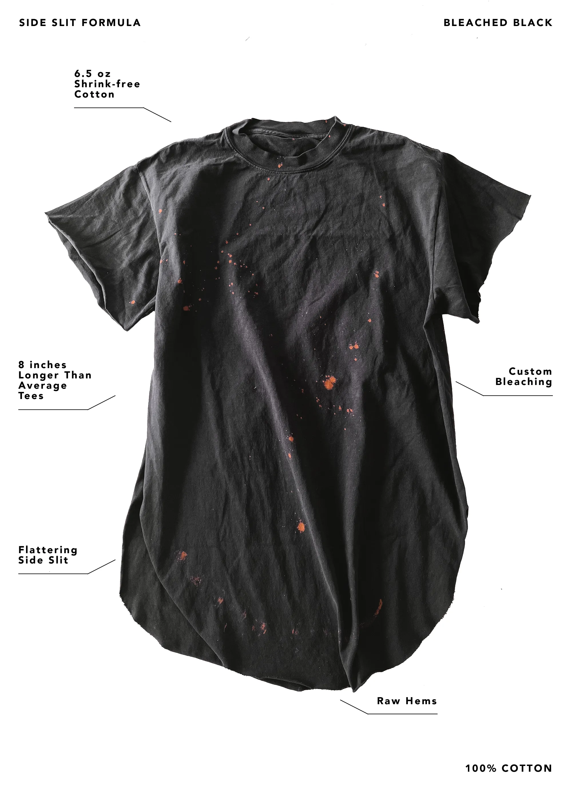 FROM THE SHADOWS I ROAR BLEACHED OUT SIDE SLIT TEE