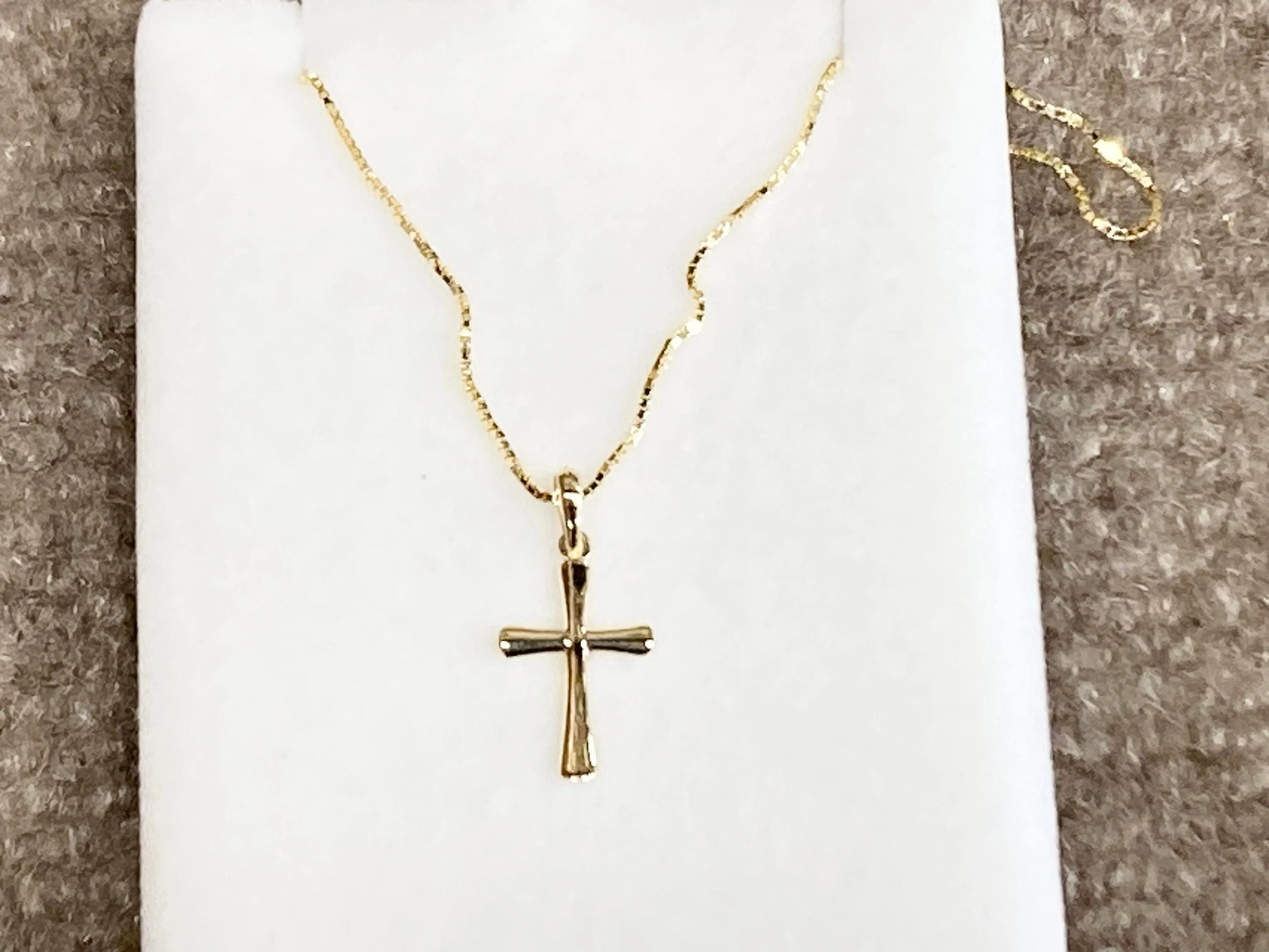 Gold Cross And Box Link Chain