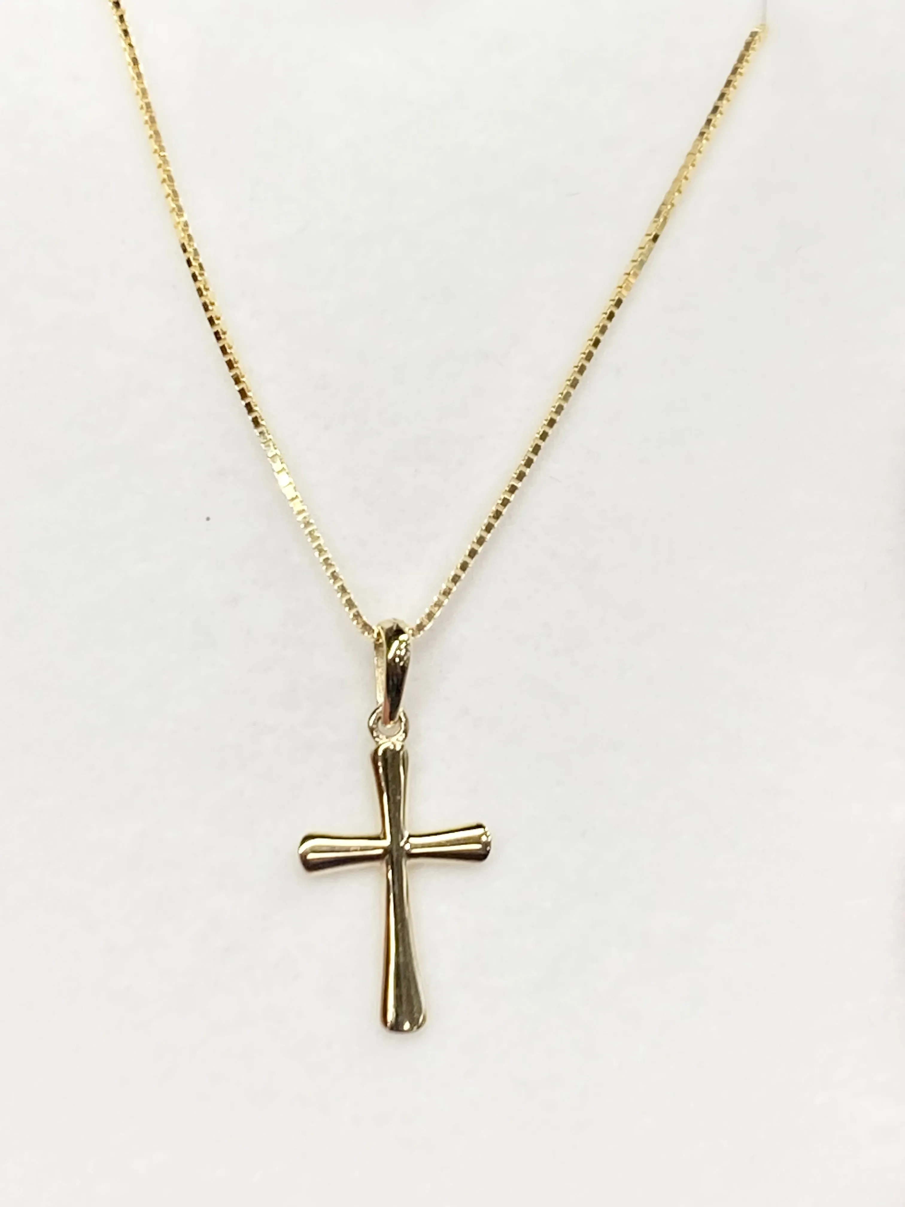 Gold Cross And Box Link Chain