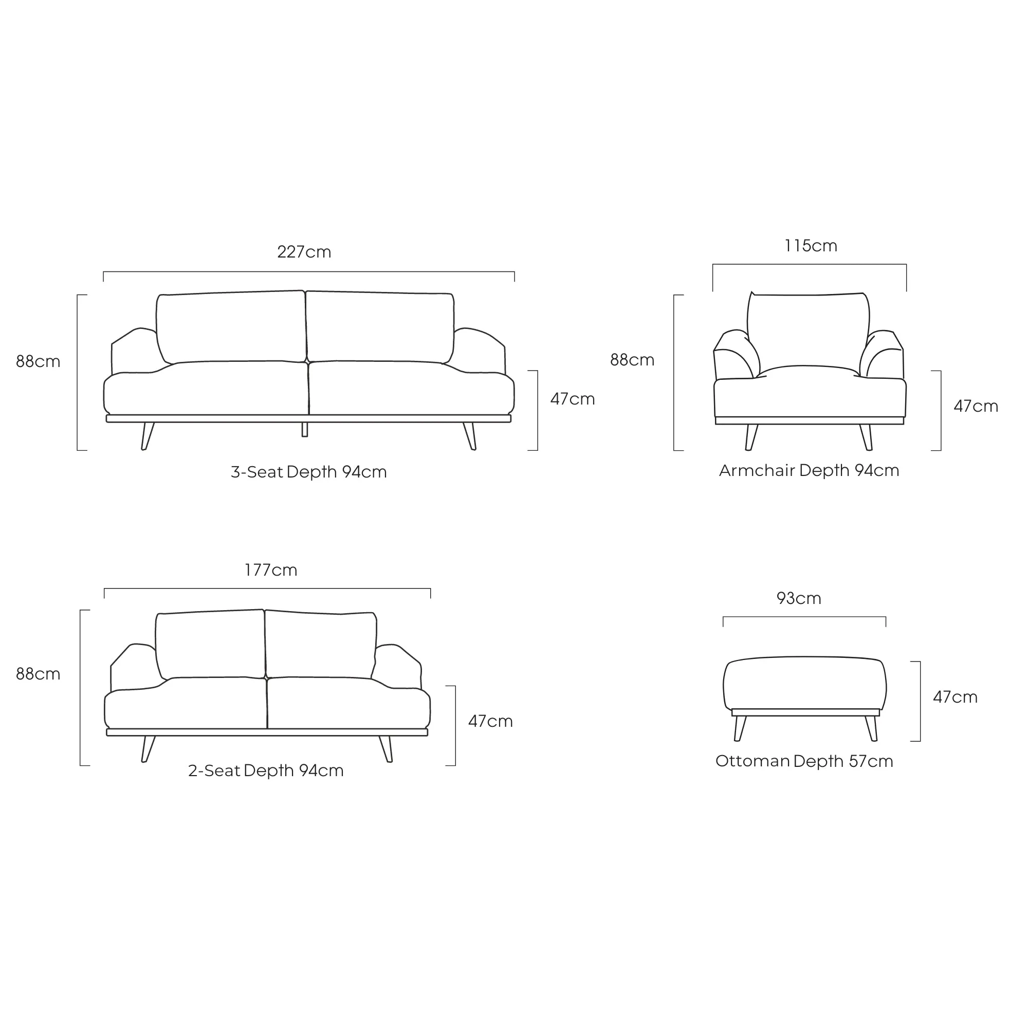 Montemart 2-Seat Sofa - Grey/Smoke
