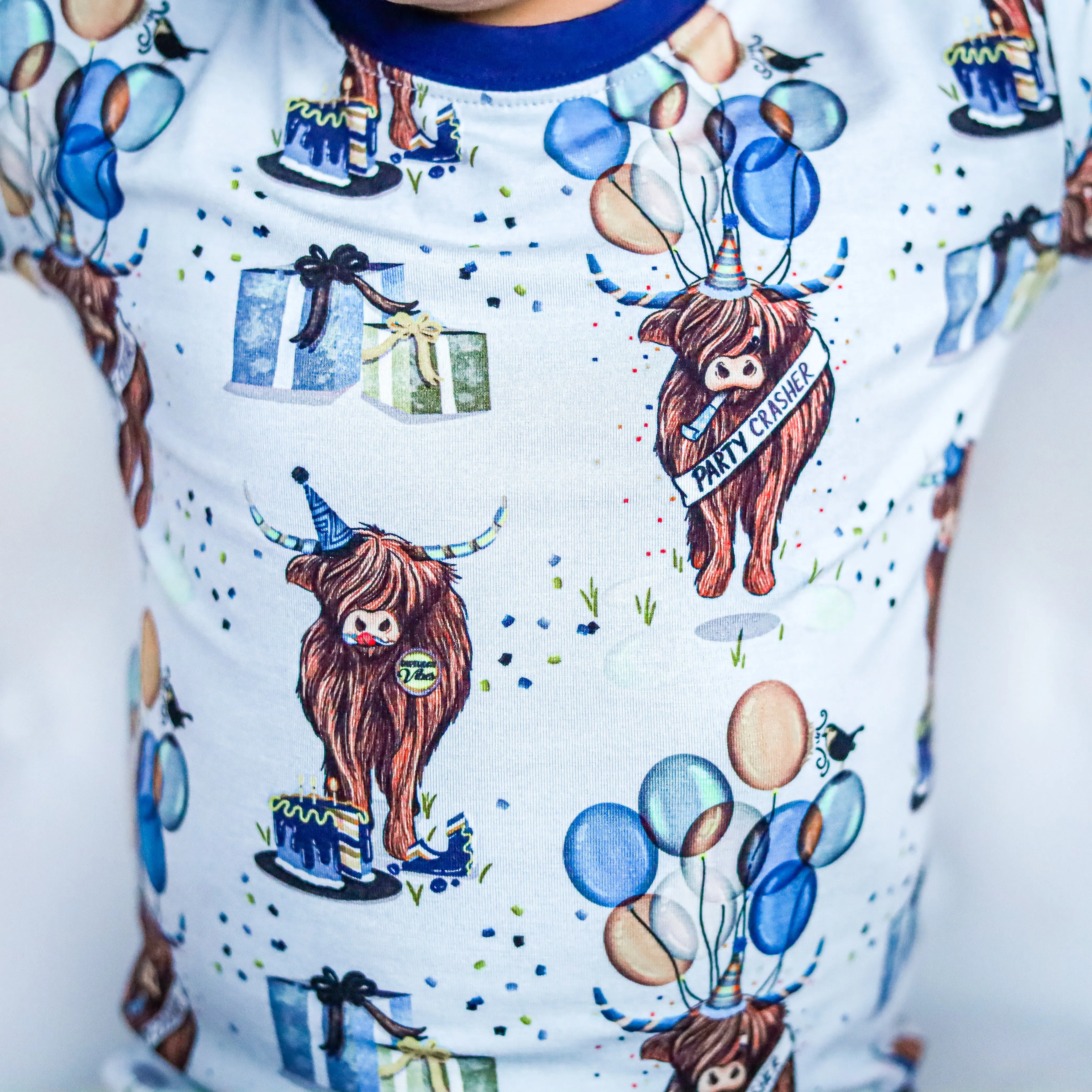 Party Crasher (Blue) 2 Piece Pajama Set