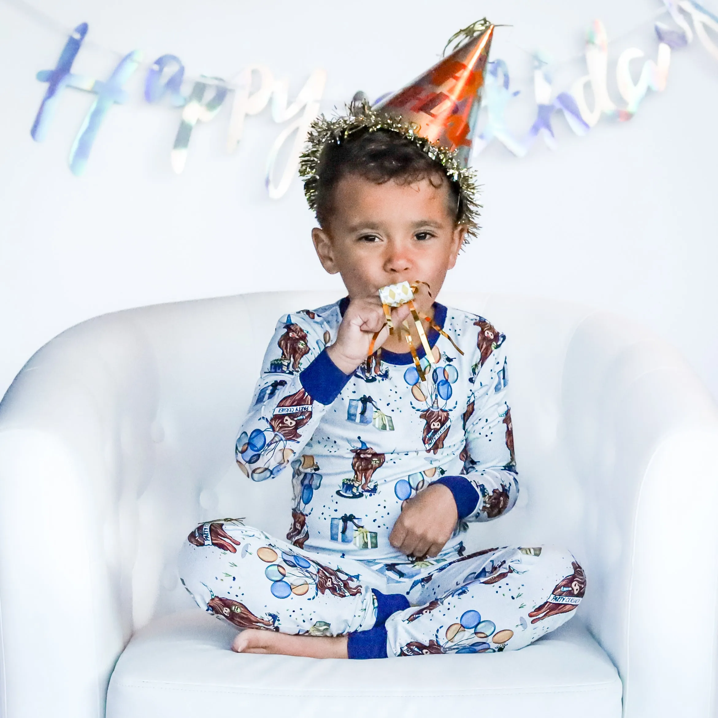 Party Crasher (Blue) 2 Piece Pajama Set