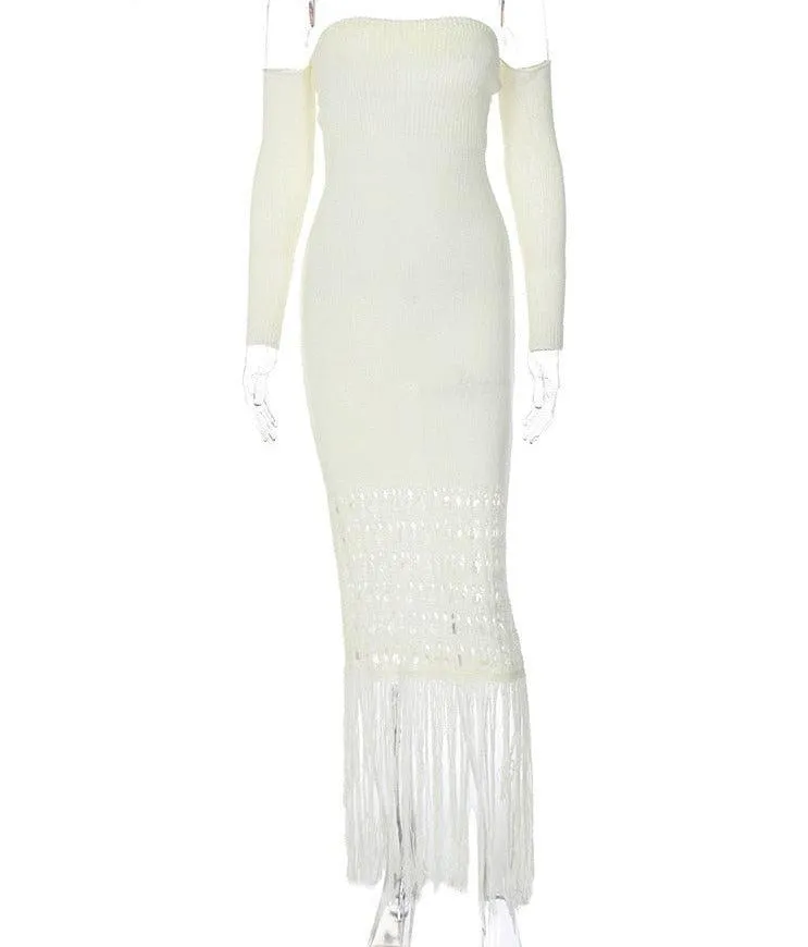 Valentina Knitted Tassel Tube Maxi Dress