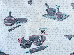 Vintage Fabric - Cotton - Kitchen Mixing Bowl and Recipe - By the Yard - VCW54