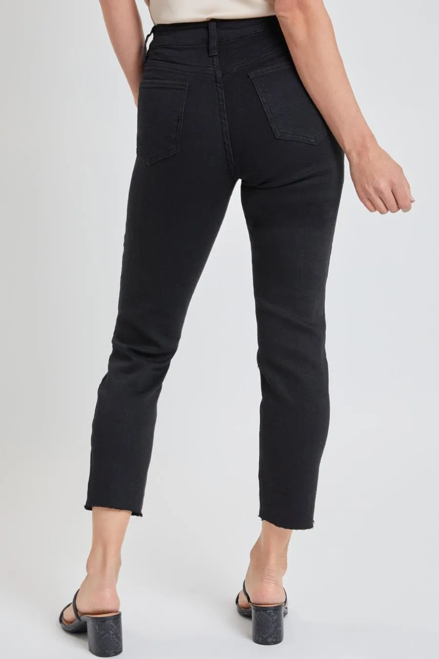 Women's Vintage Wash Straight Ankle Ripped Jean with Frayed Hem